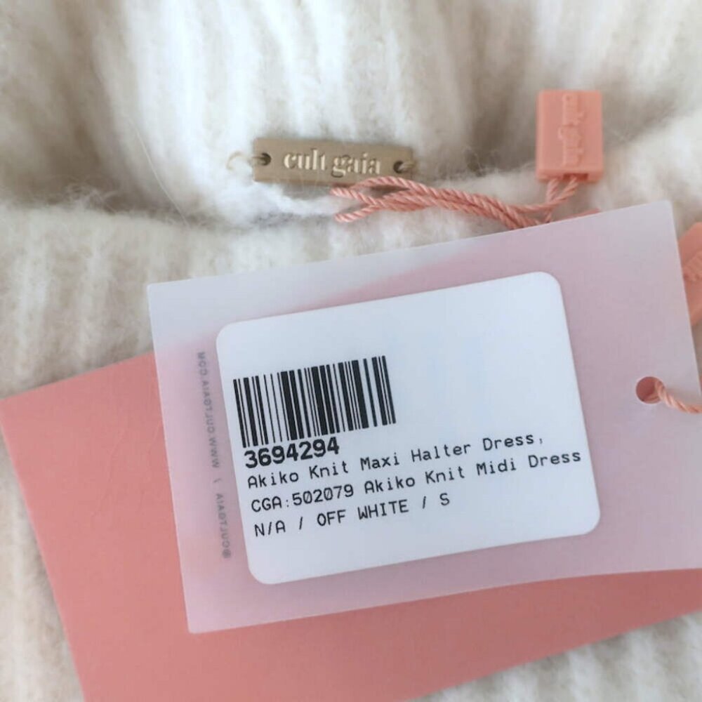 Cult Gaia Akiko Halter Midi Dress Cream Ribbed Knit Size Small NEW - Picture 6 of 8